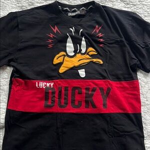 Black and Red Daffy Duck Graphic T-Shirt